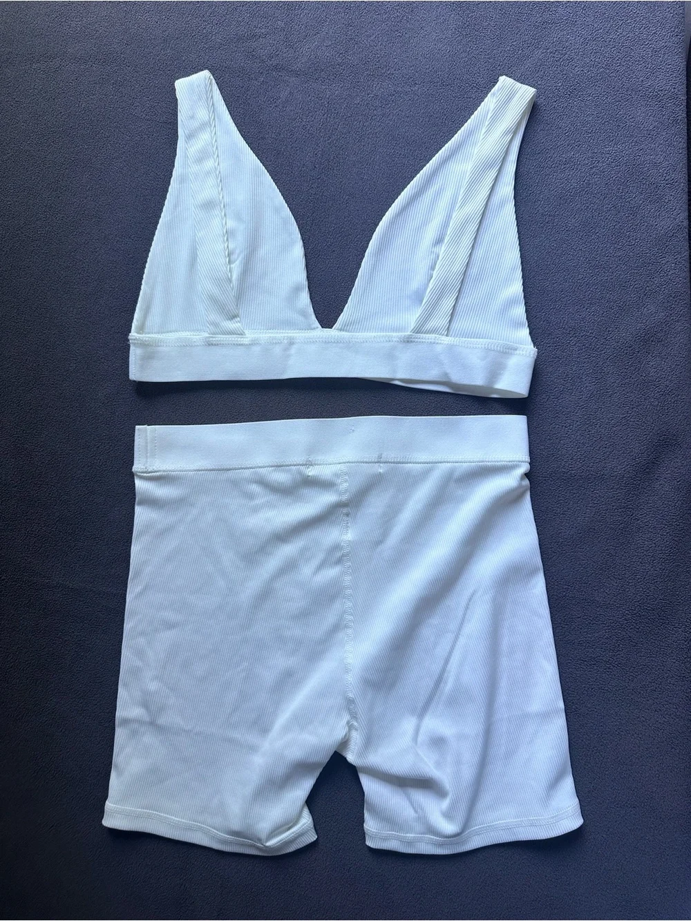 Rivir White Ribbed Lounge Set - Size M